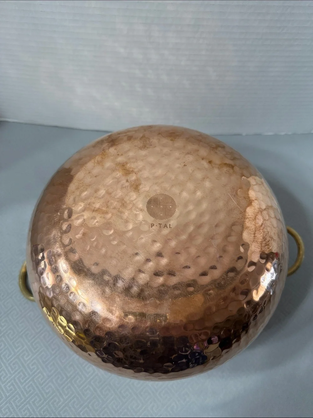 P-Tal Pure Hammered Copper Rose Gold Dutch Oven Cookware Brass Handles and Lid